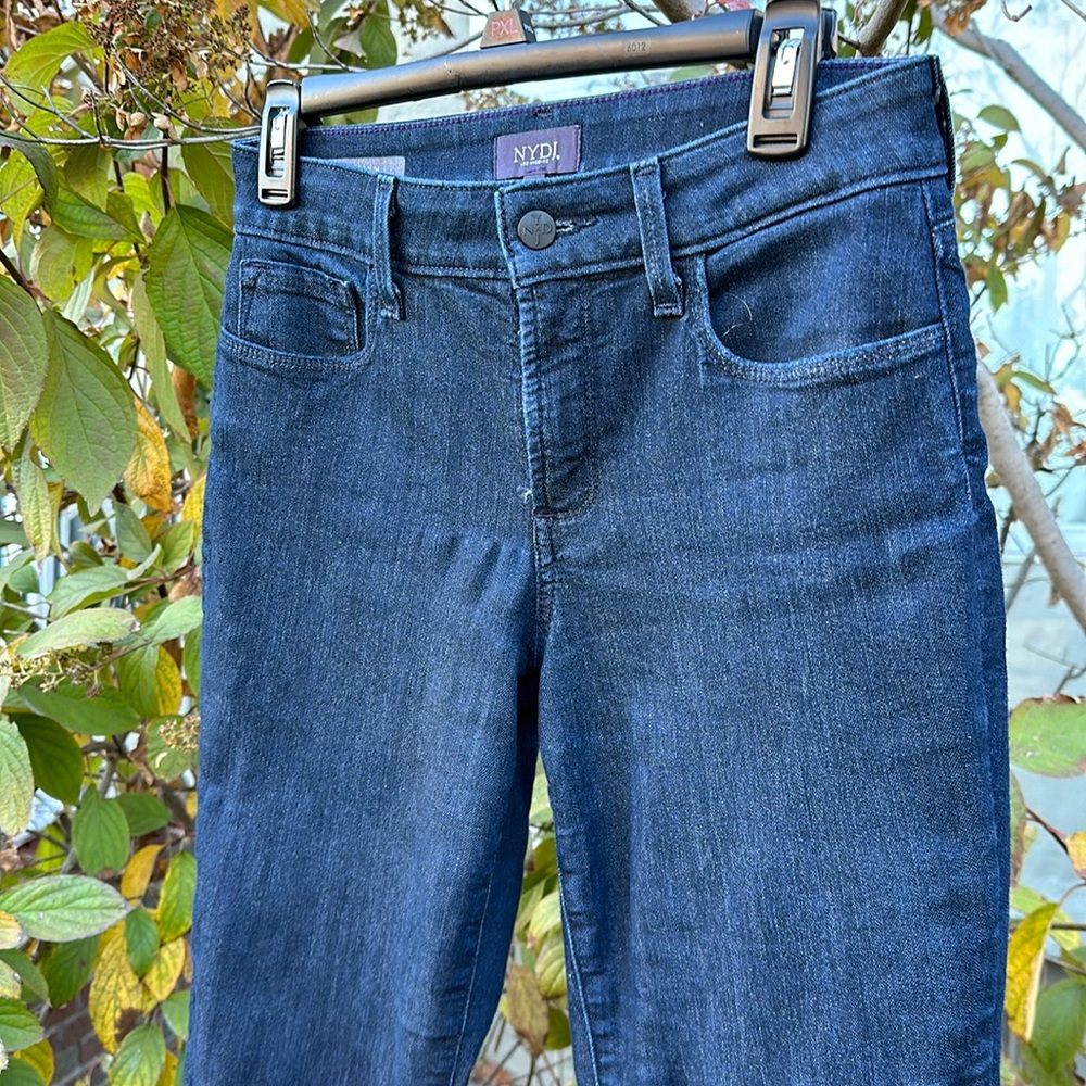 NYDJ size 4 Sheri slim embroidered distressed lift tuck tech jeans - Picture 2 of 7